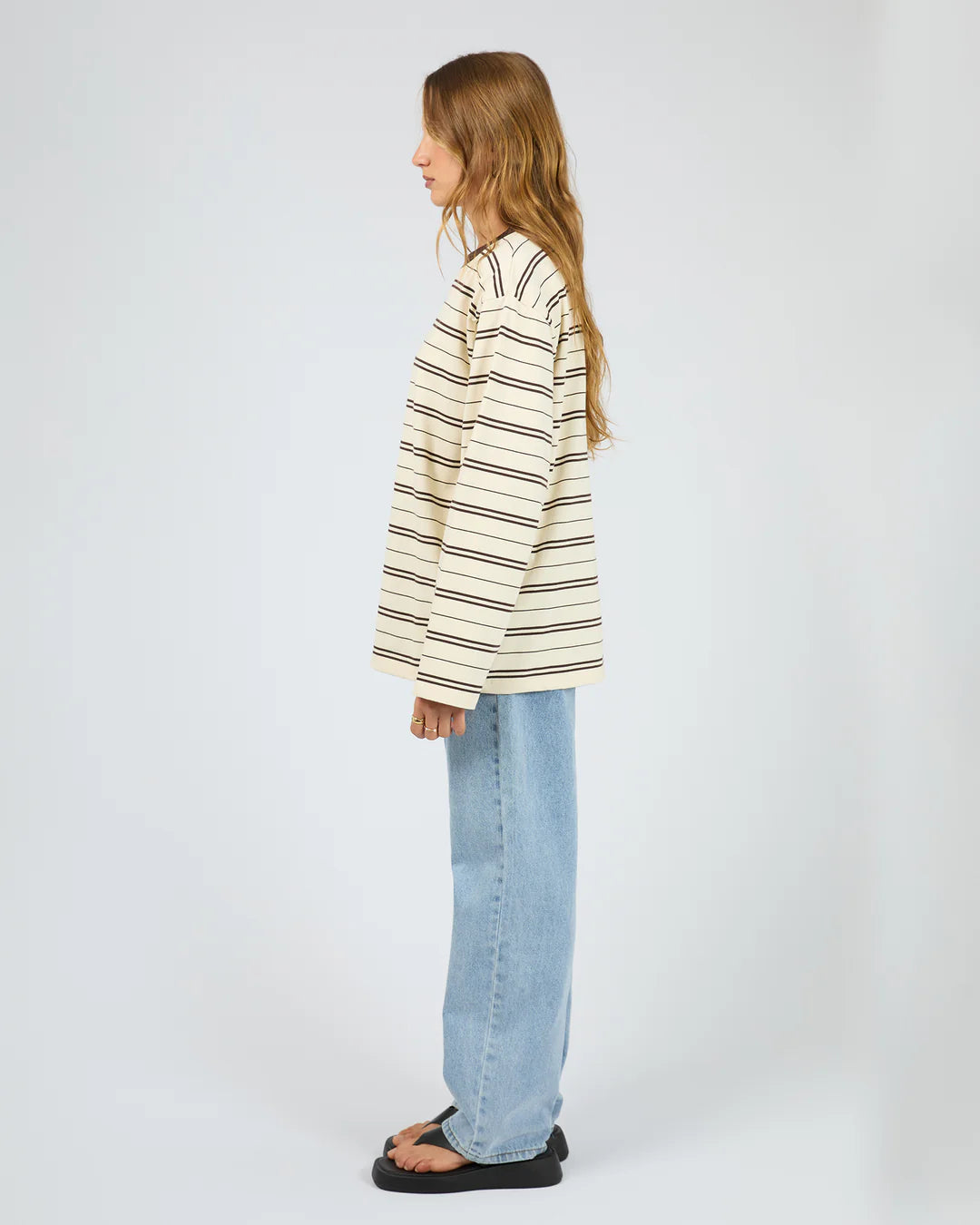 SILENT THEORY Stripe Long Sleeve Tee - Chocolate