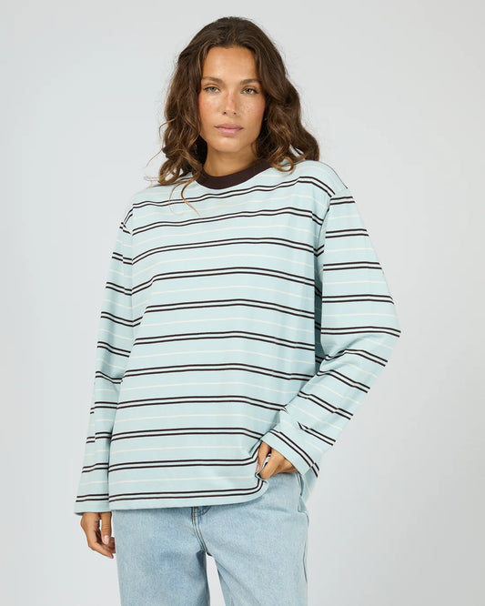 SILENT THEORY Stripe Long Sleeve Tee - Light Blue