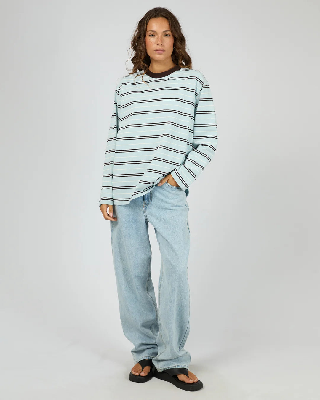 SILENT THEORY Stripe Long Sleeve Tee - Light Blue