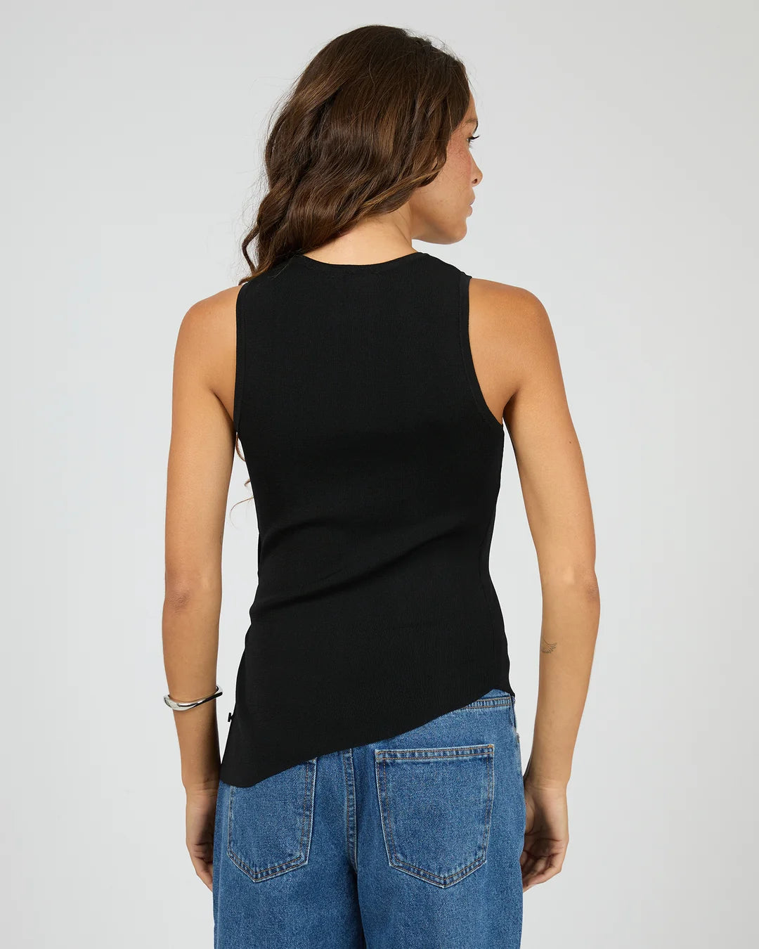 SILENT THEORY Ollie Button Down Knit Tank - Black