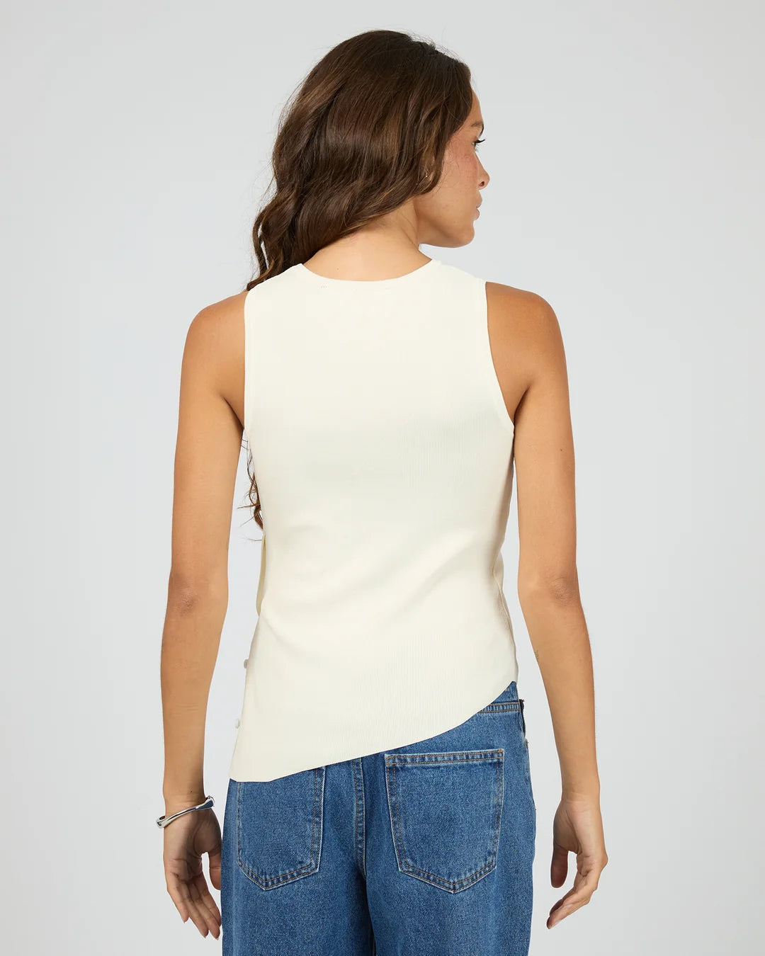 SILENT THEORY Ollie Button Down Knit Tank - White