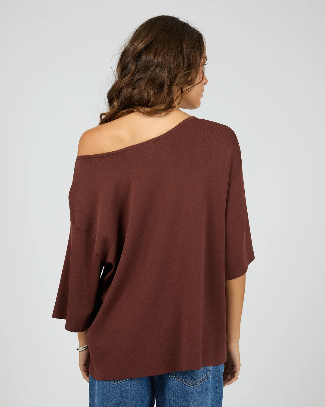 SILENT THEORY Ollie Off Shoulder Knit Top - Cherry