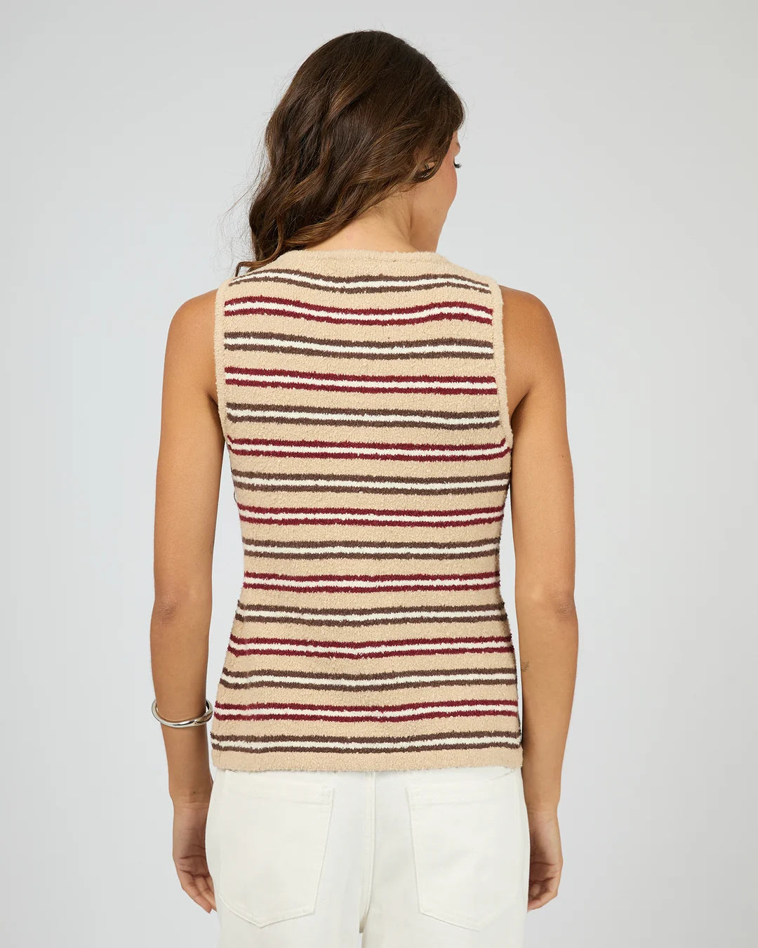 SILENT THEORY Scout Knit Vest Top Beige
