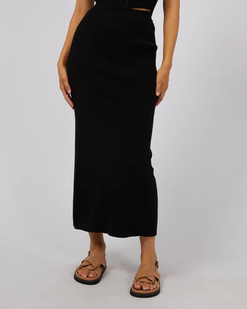 ALL ABOUT EVE - Henley Knit Skirt - Black