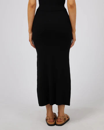 ALL ABOUT EVE - Henley Knit Skirt - Black