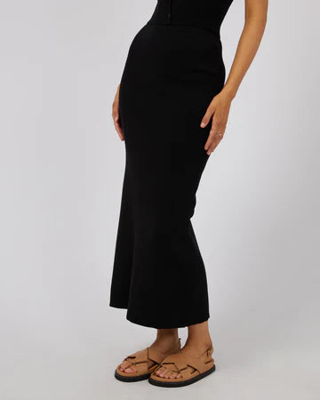 ALL ABOUT EVE - Henley Knit Skirt - Black