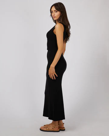 ALL ABOUT EVE - Henley Knit Skirt - Black