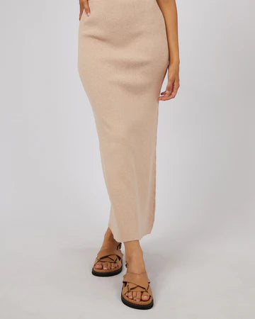 ALL ABOUT EVE - Henley Knit Skirt - Oatmeal