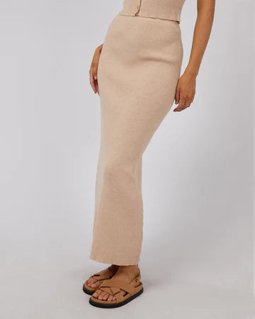 ALL ABOUT EVE - Henley Knit Skirt - Oatmeal