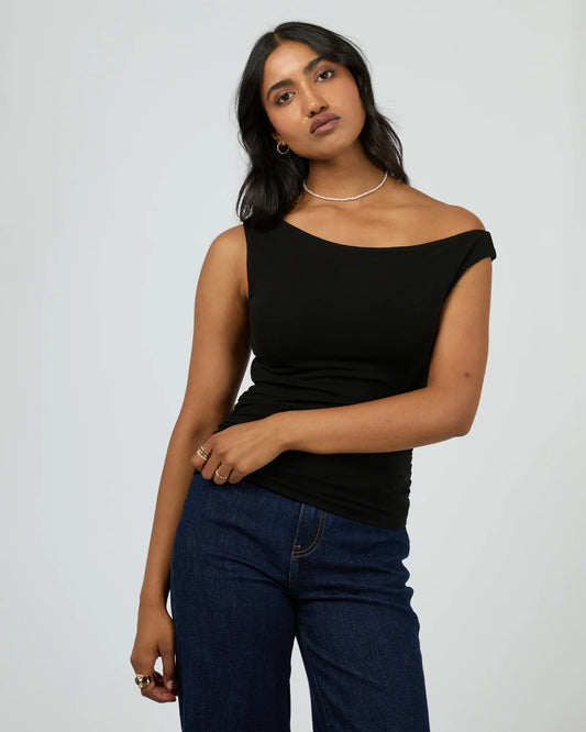 ALL ABOUT EVE Kylie Off Shoulder Top - Black
