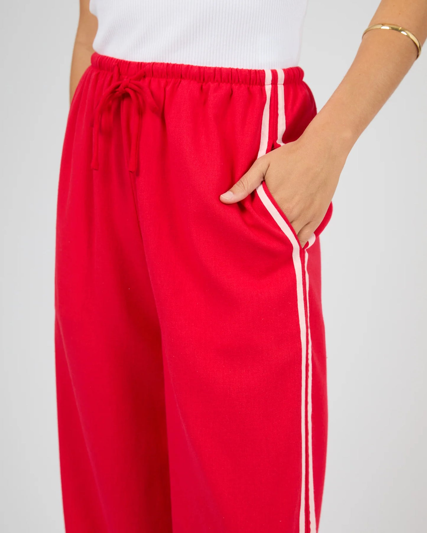 ALL ABOUT EVE Mavis Stripe Drawstring Pant - Red