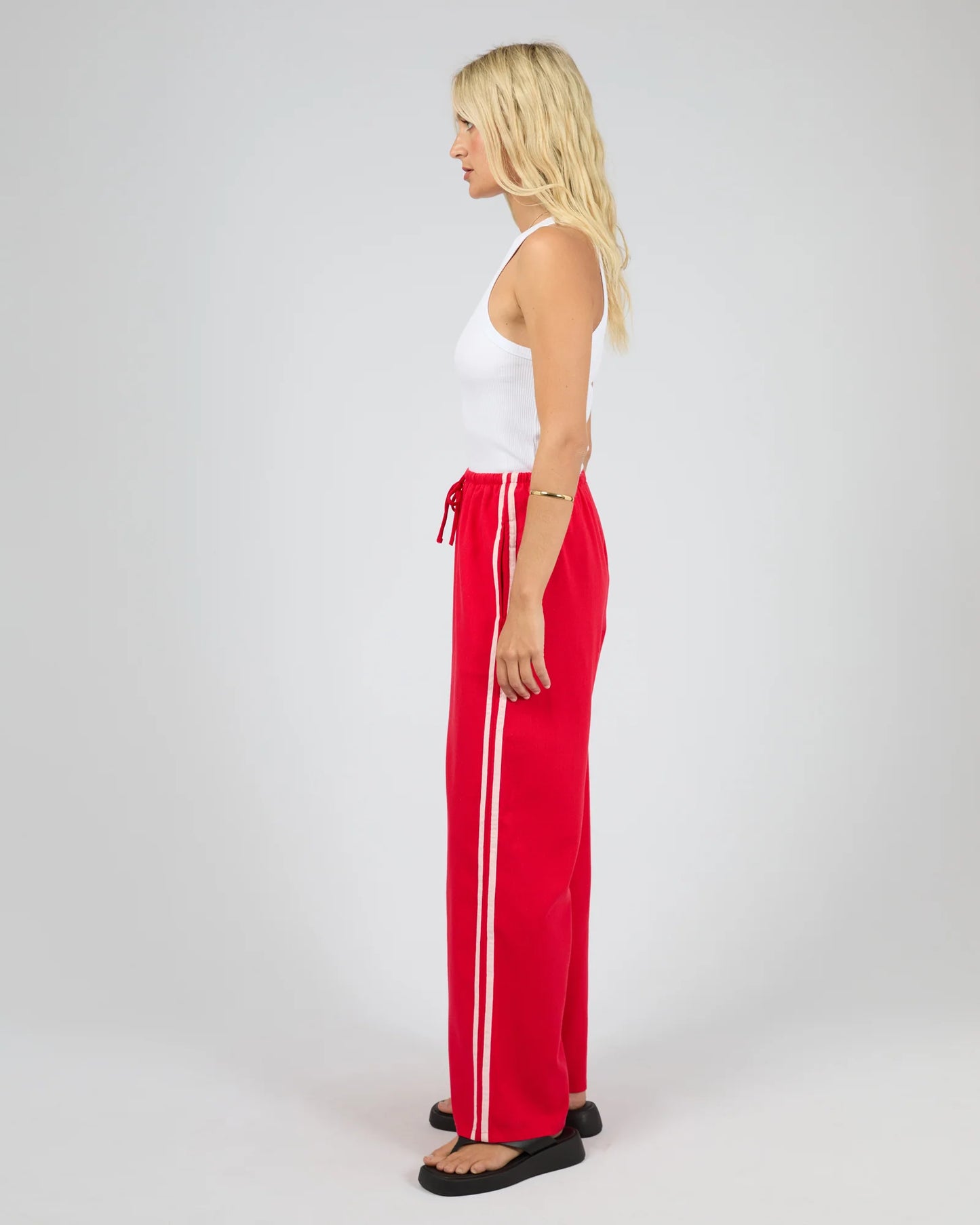 ALL ABOUT EVE Mavis Stripe Drawstring Pant - Red