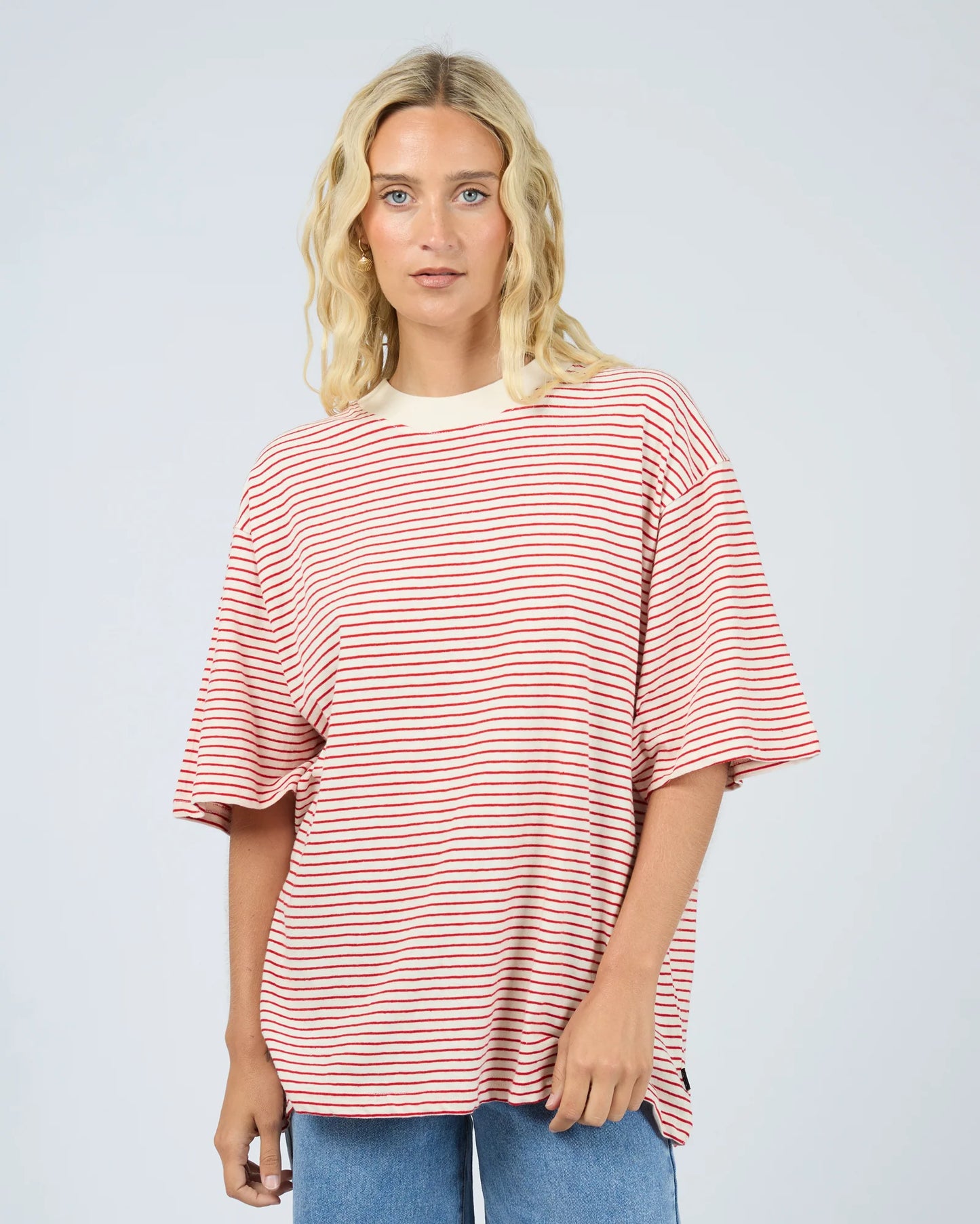 ALL ABOUT EVE Kya Oversized Stripe Tee - Red
