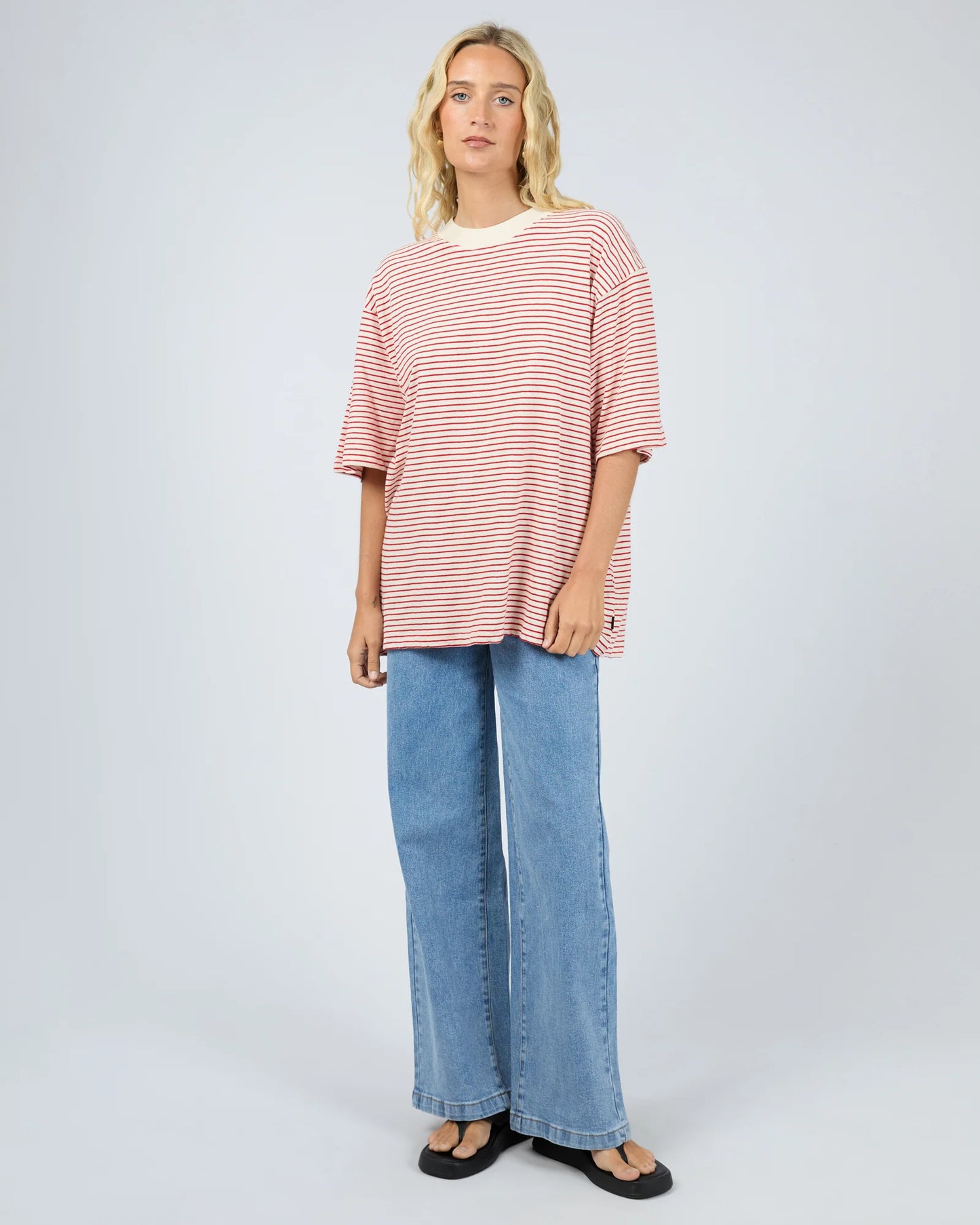 ALL ABOUT EVE Kya Oversized Stripe Tee - Red