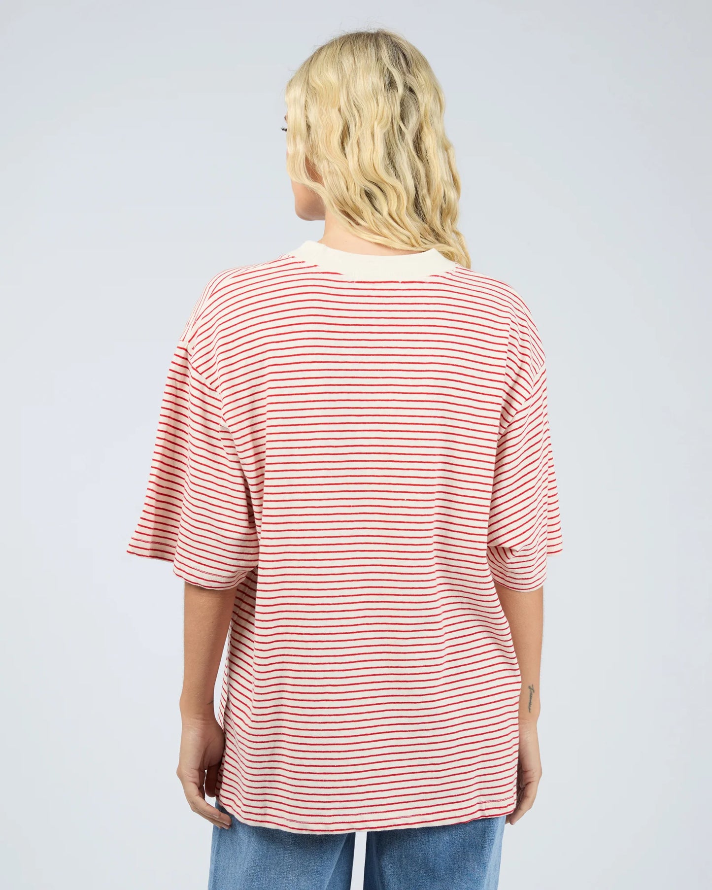 ALL ABOUT EVE Kya Oversized Stripe Tee - Red