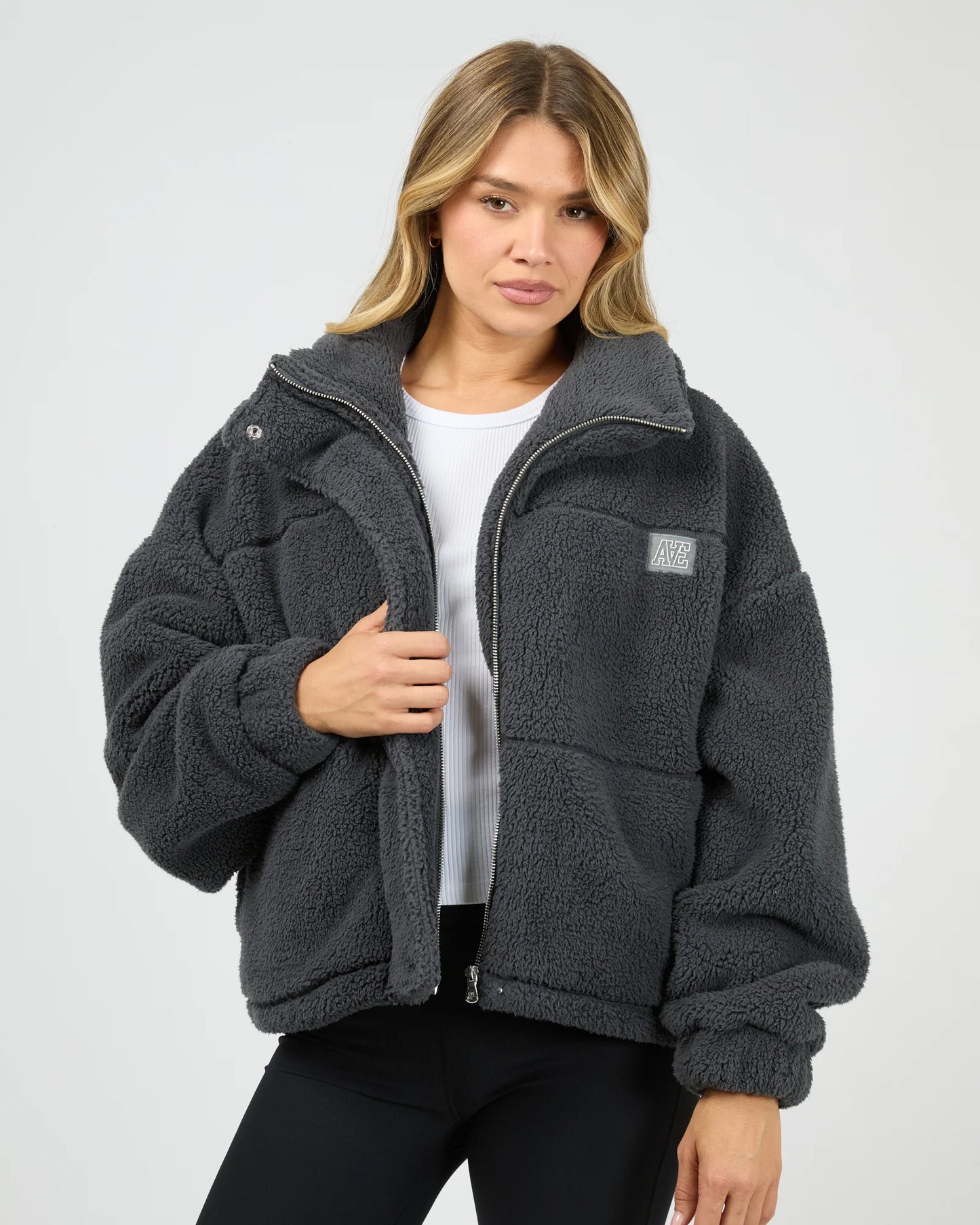 AAE ACTIVE Cosy Club Teddy Jacket - Charcoal