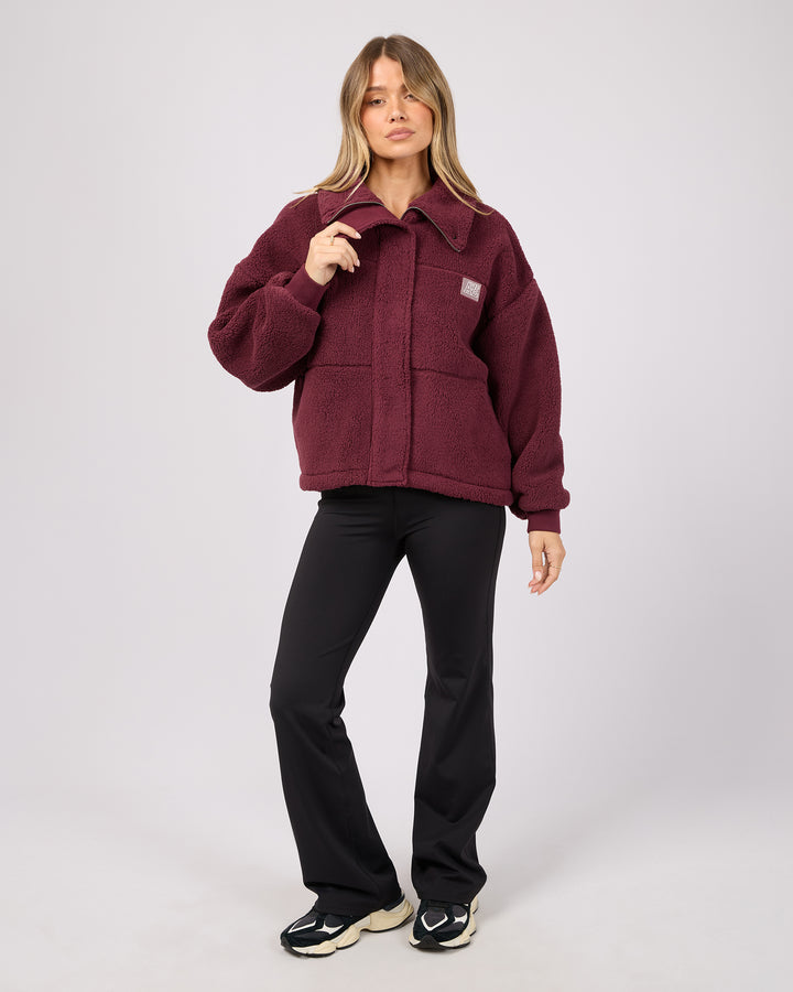 AAE ACTIVE Cosy Club Teddy Jacket - Wine