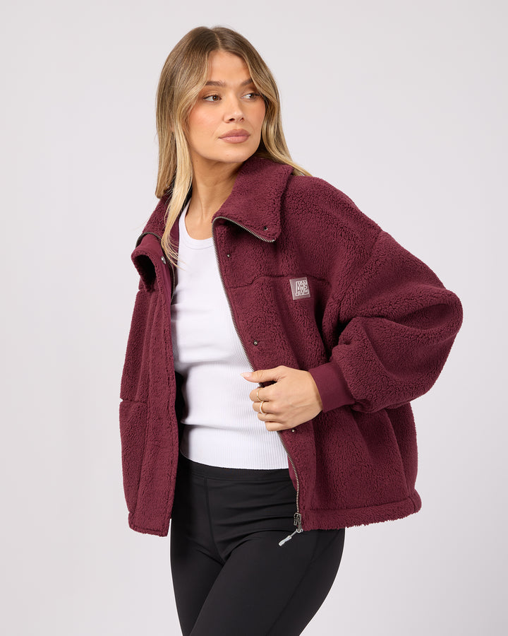AAE ACTIVE Cosy Club Teddy Jacket - Wine