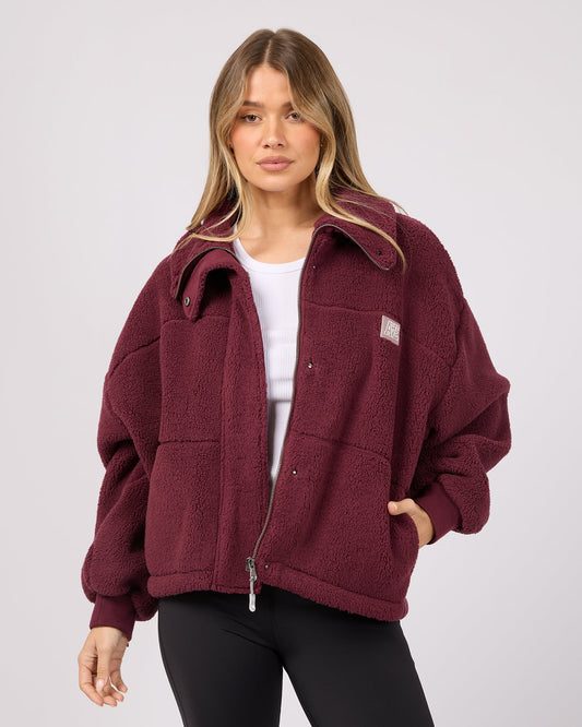 AAE ACTIVE Cosy Club Teddy Jacket - Wine