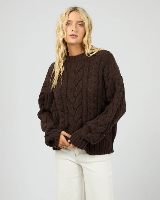 ALL ABOUT EVE Higgins Cable Knit - Brown