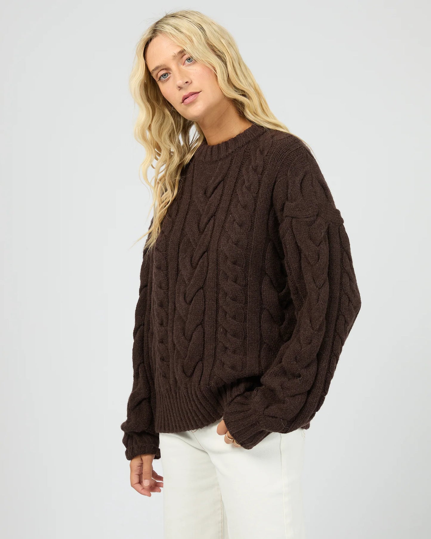 ALL ABOUT EVE Higgins Cable Knit - Brown