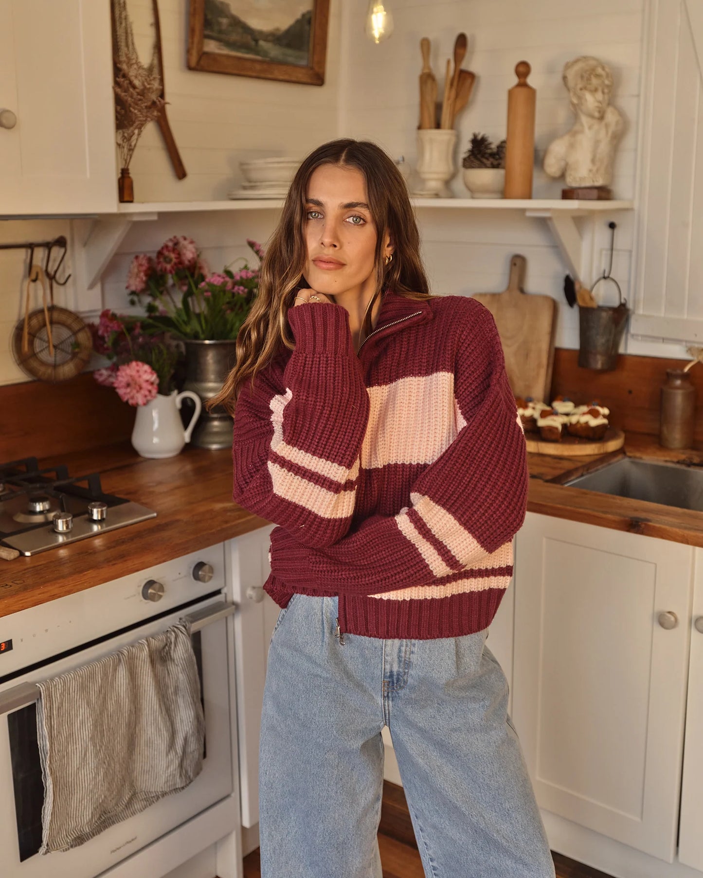 AAE Aida Knit Zip Thru - Wine