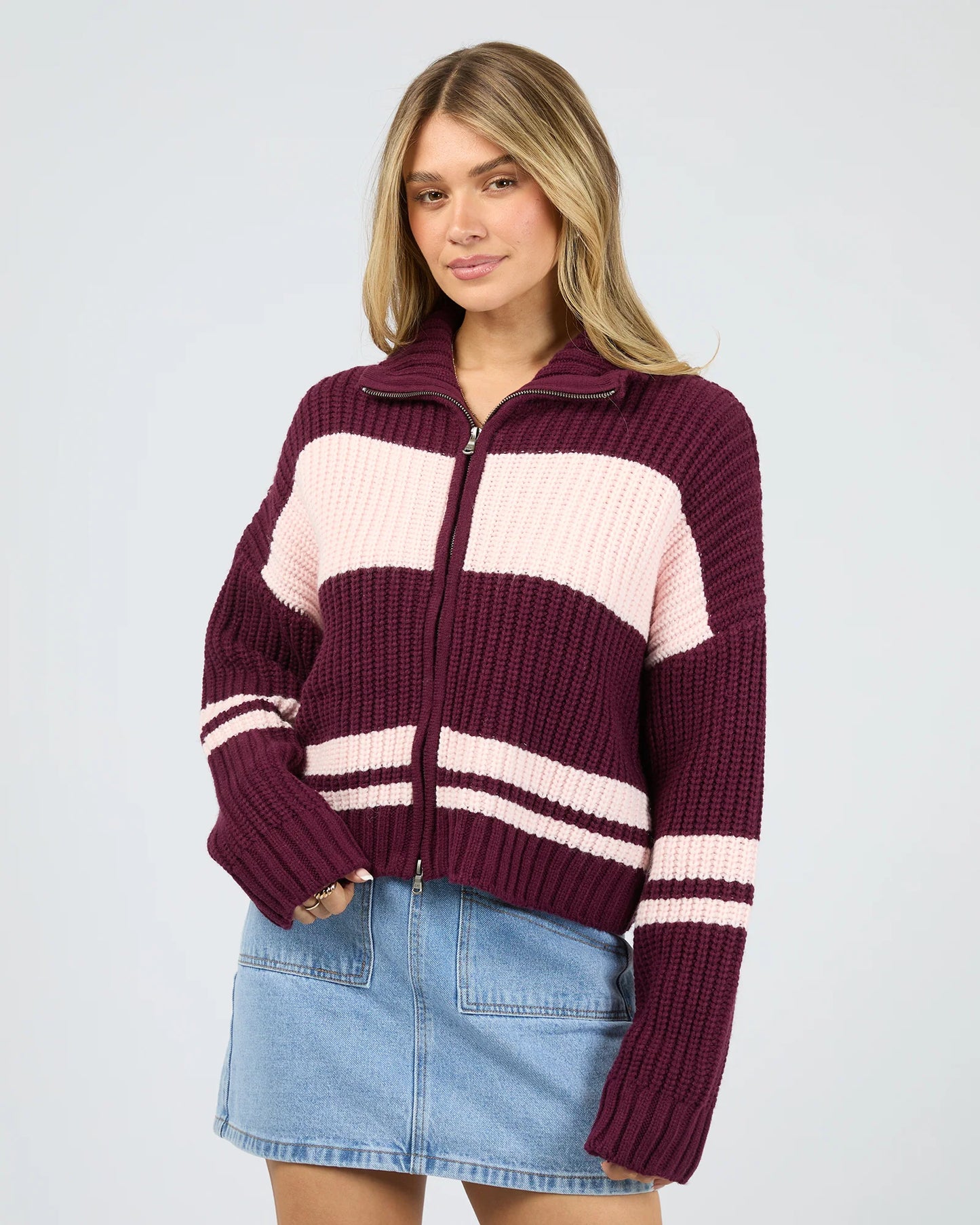AAE Aida Knit Zip Thru - Wine