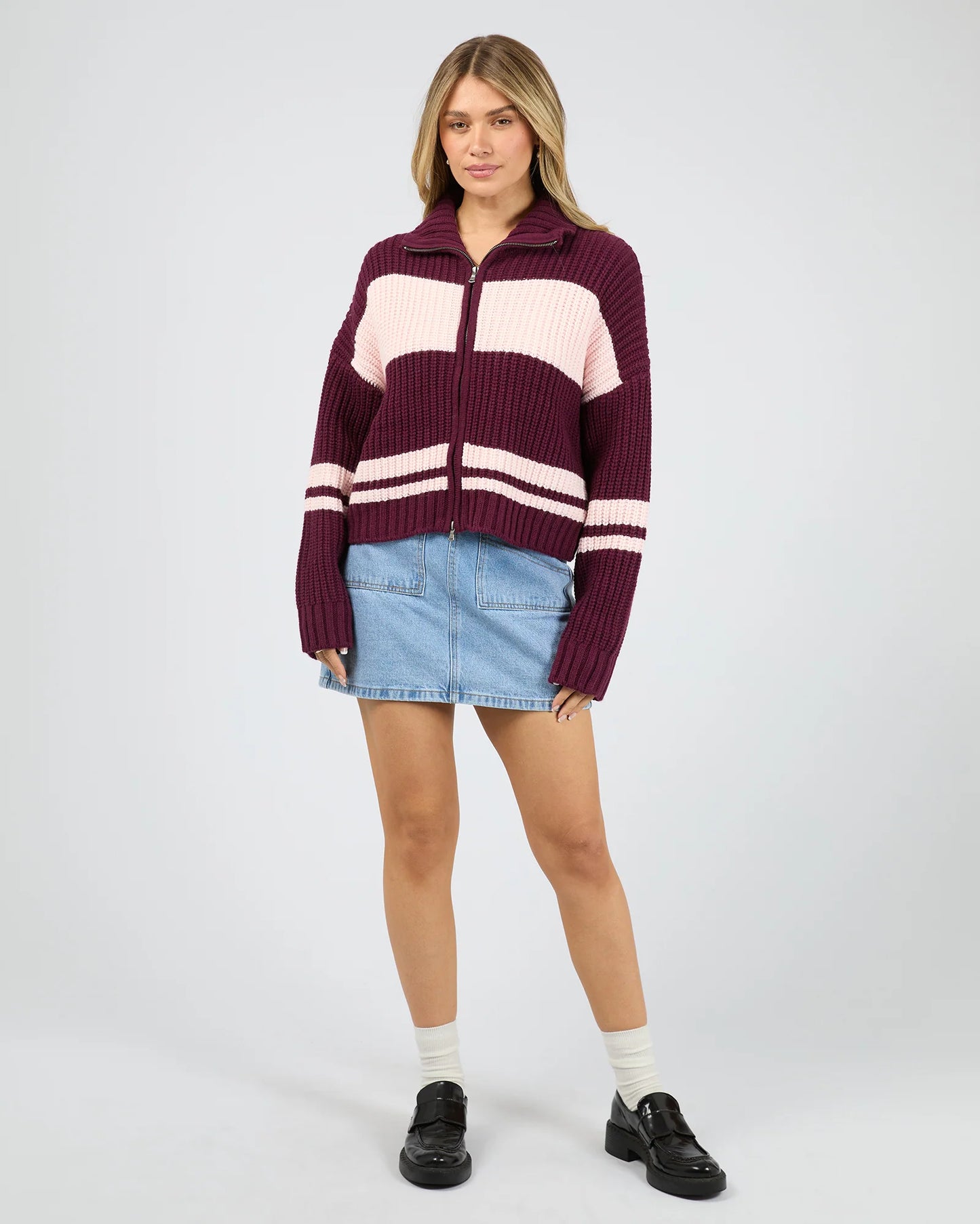 AAE Aida Knit Zip Thru - Wine