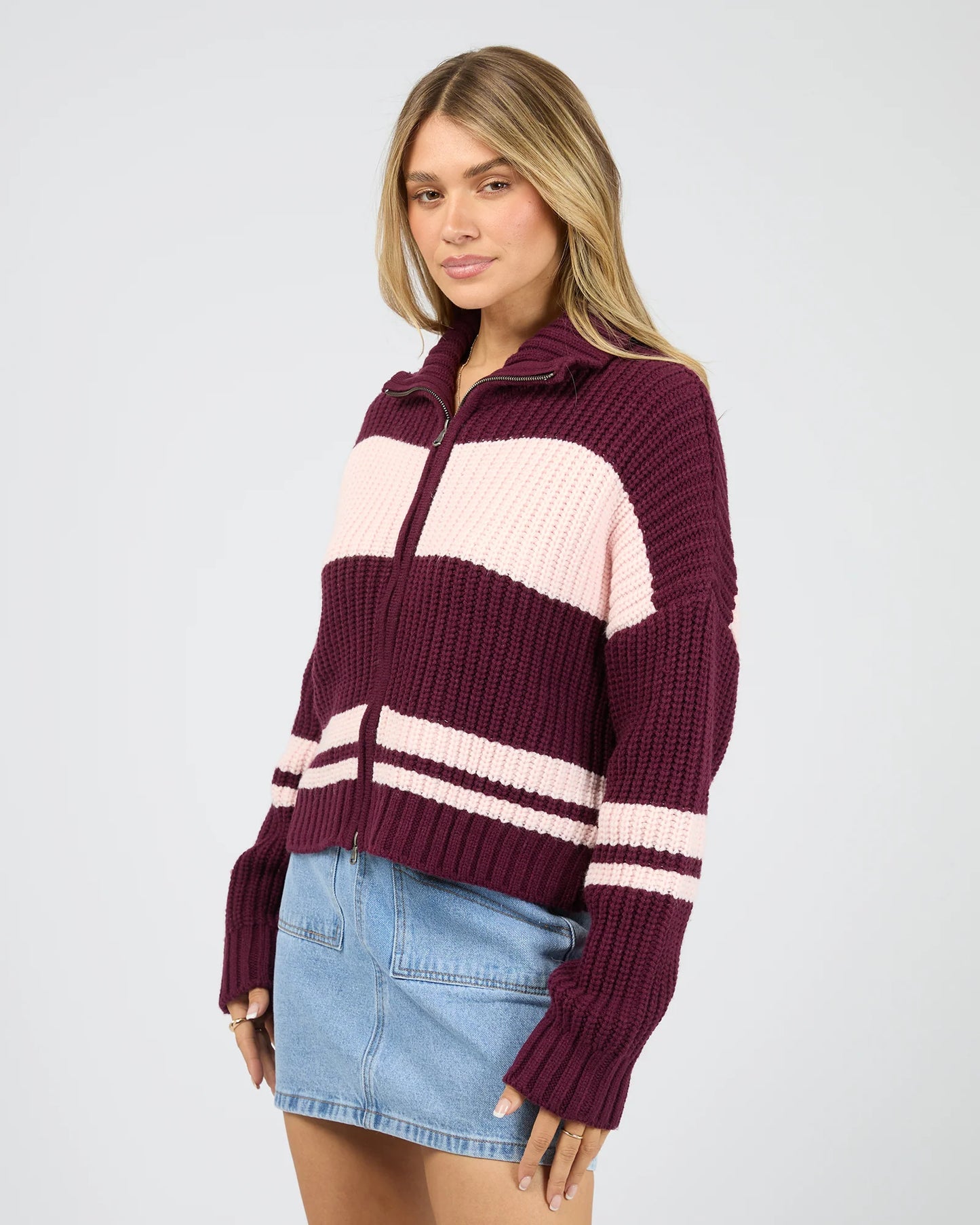AAE Aida Knit Zip Thru - Wine