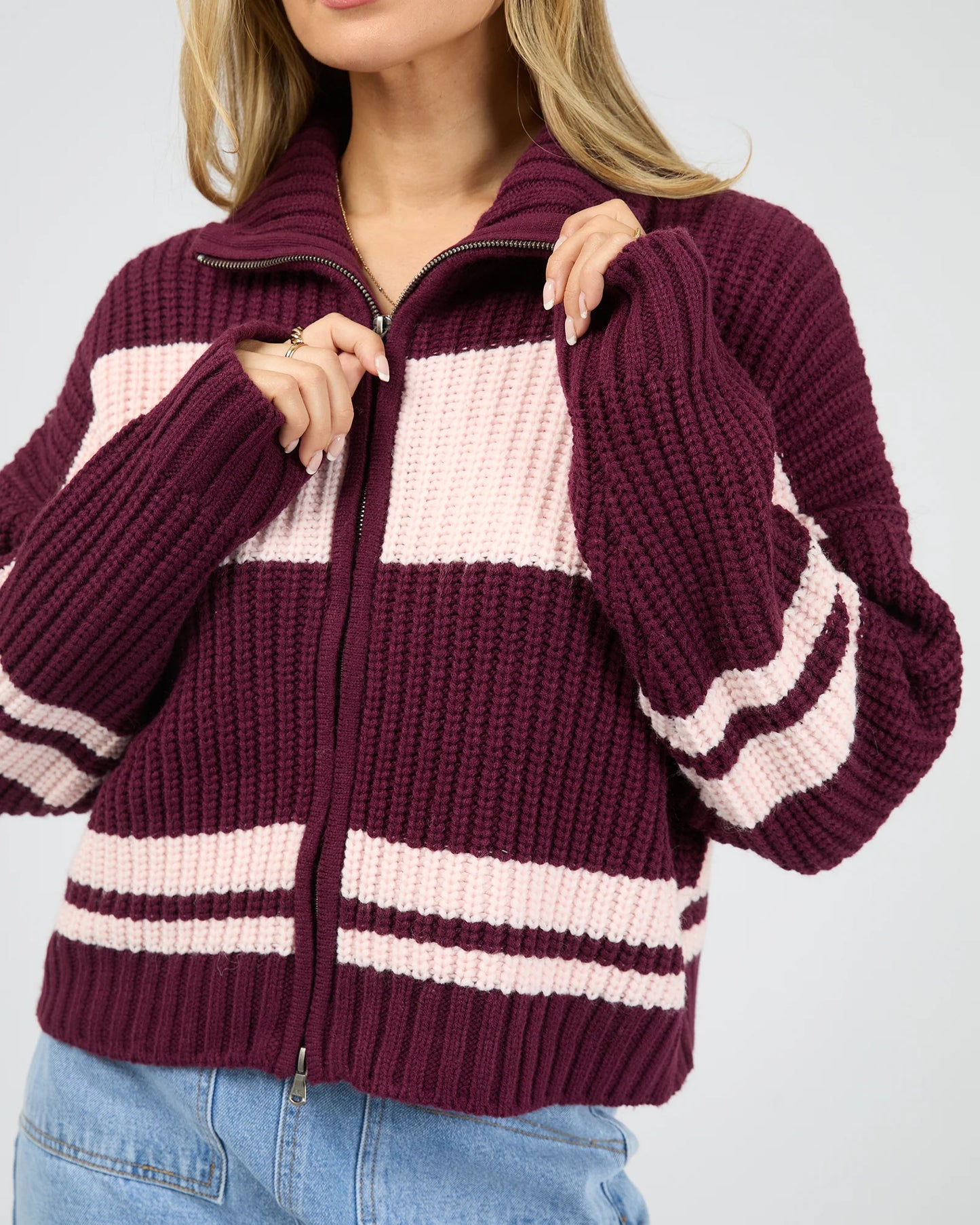 AAE Aida Knit Zip Thru - Wine