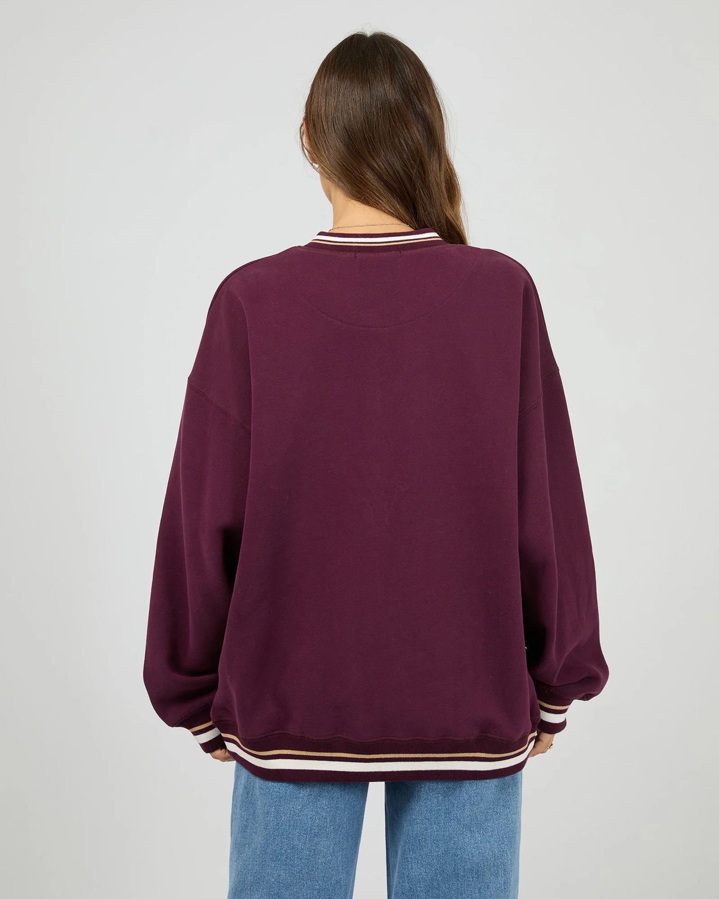 ALL ABOUT EVE Mayfair V-Neck Relaxed Crew - Wine