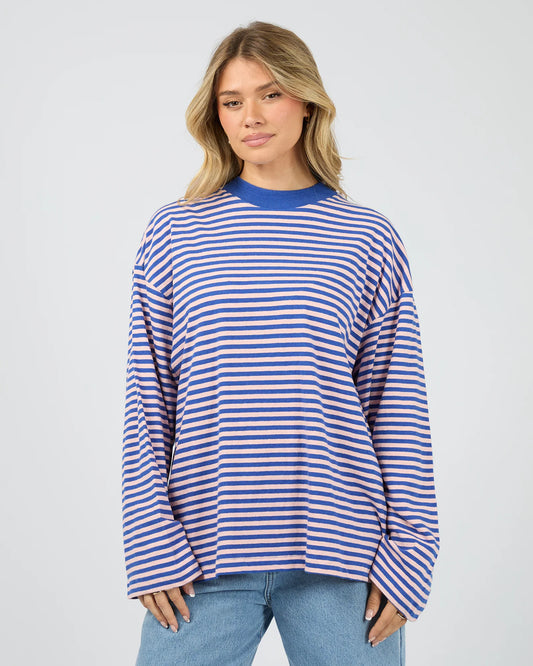 ALL ABOUT EVE Paloma Long Sleeve Stripe Tee - Blue