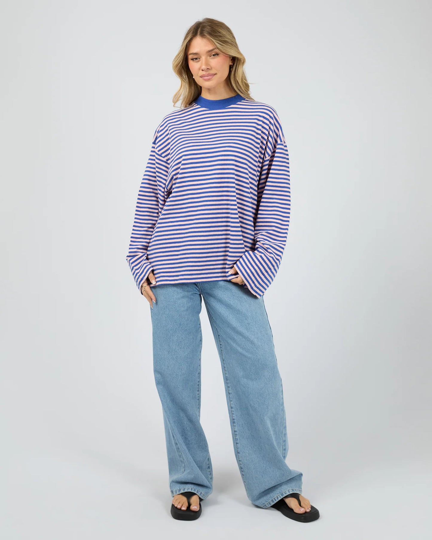 ALL ABOUT EVE Paloma Long Sleeve Stripe Tee - Blue