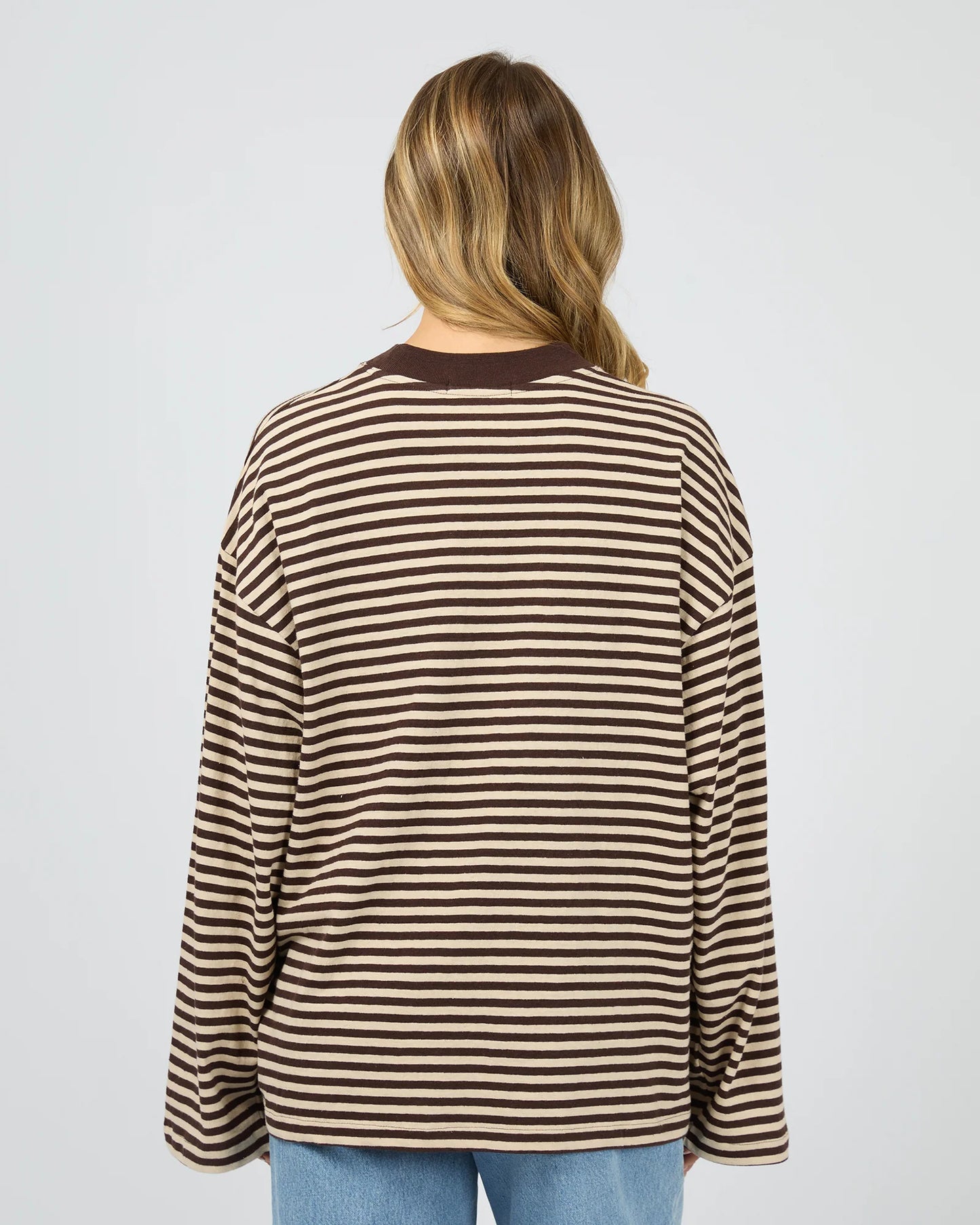 ALL ABOUT EVE Paloma Long Sleeve Stripe Tee - Brown
