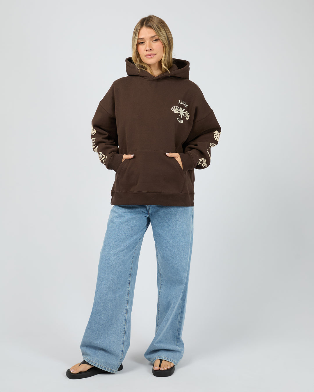 ALL ABOUT EVE Azure Club Relaxed Hoodie - Brown