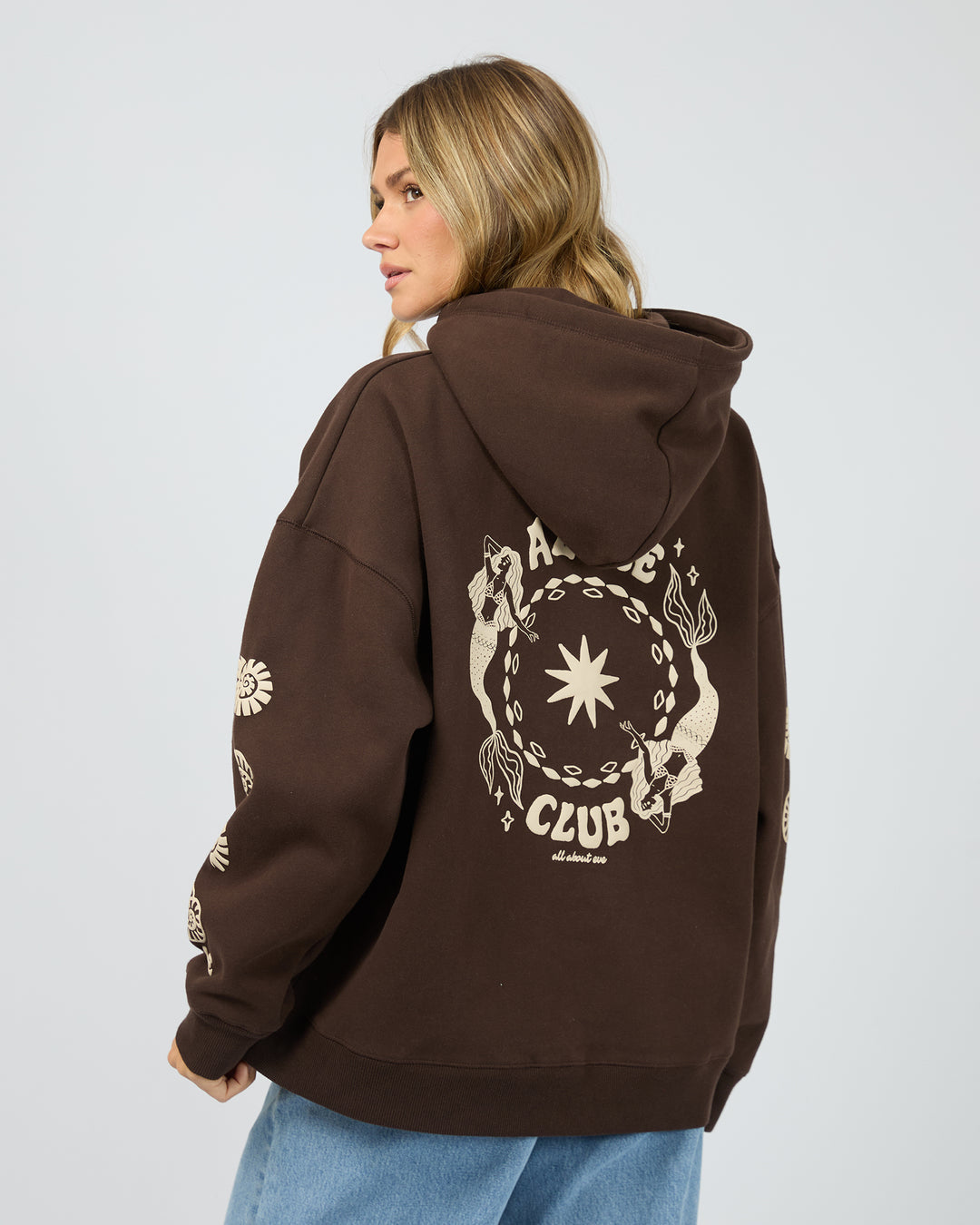 ALL ABOUT EVE Azure Club Relaxed Hoodie - Brown