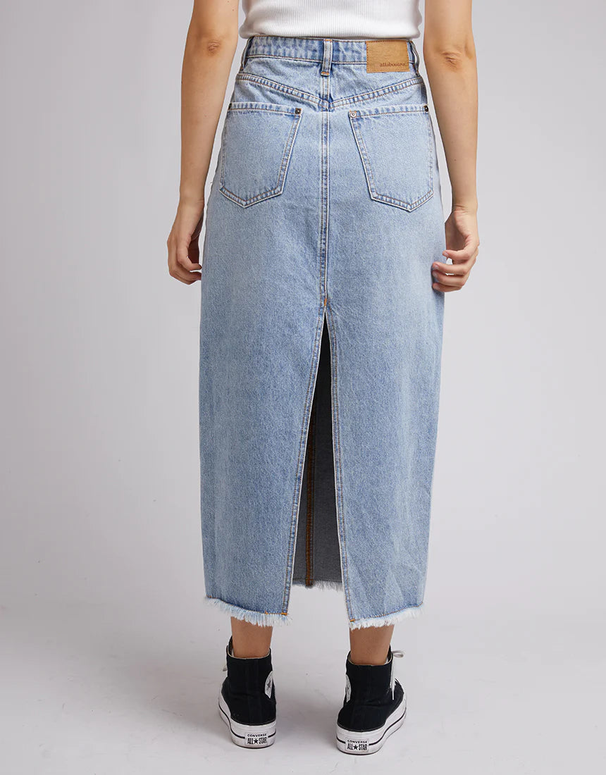 ALL ABOUT EVE Ray Denim Maxi Skirt - Light Denim