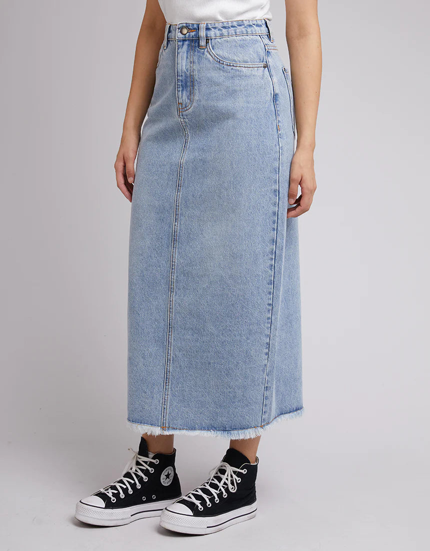 ALL ABOUT EVE Ray Denim Maxi Skirt - Light Denim