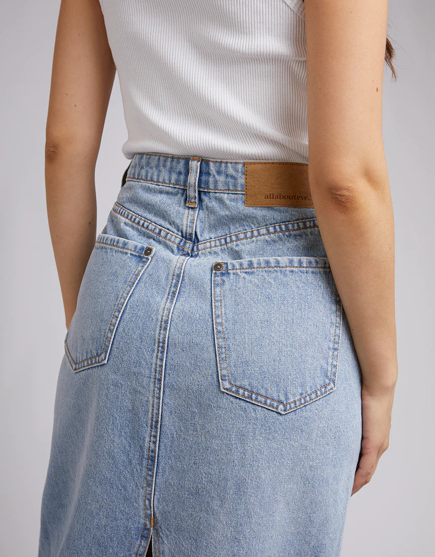 ALL ABOUT EVE Ray Denim Maxi Skirt - Light Denim