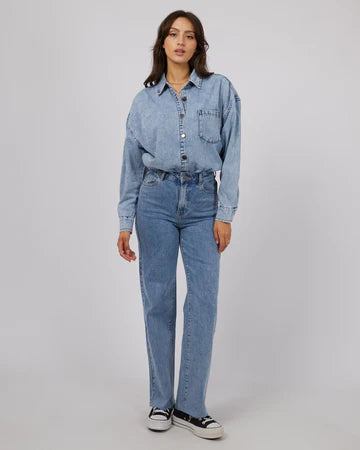 ALL ABOUT EVE Maci Denim Shirt - Light Blue