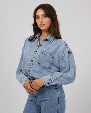 ALL ABOUT EVE Maci Denim Shirt - Light Blue