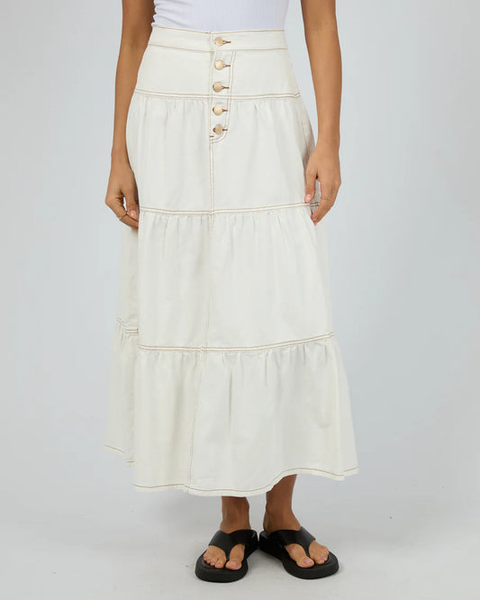 ALL ABOUT EVE Coco Denim Maxi Skirt -Vintage White