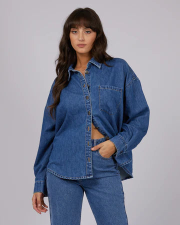 ALL ABOUT EVE Maci Denim Shirt - Heritage Blue