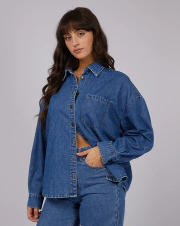 ALL ABOUT EVE Maci Denim Shirt - Heritage Blue