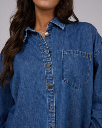 ALL ABOUT EVE Maci Denim Shirt - Heritage Blue