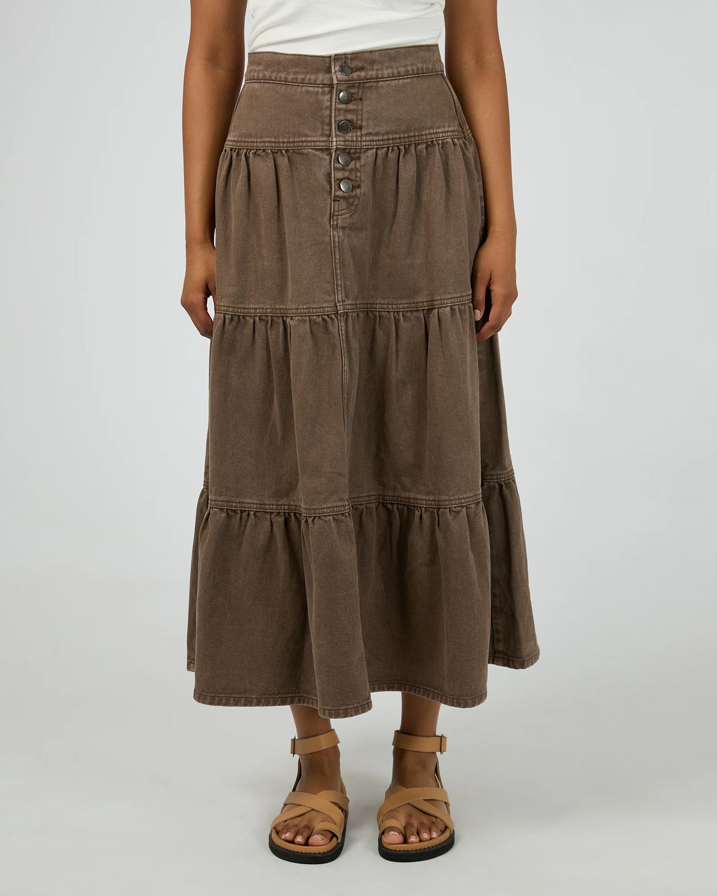 ALL ABOUT EVE Coco Denim Maxi Skirt - Cocoa