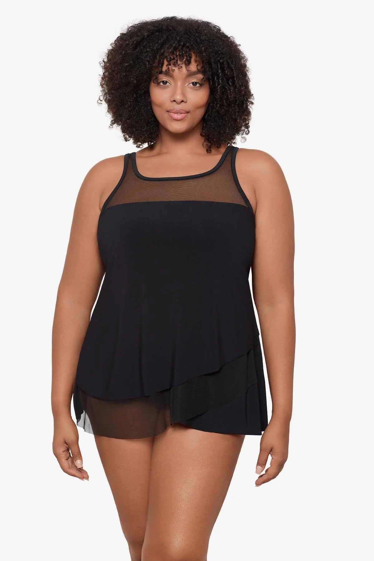 MIRACLESUIT Mirage Floaty Layered Plus Size Tankini Top - Black