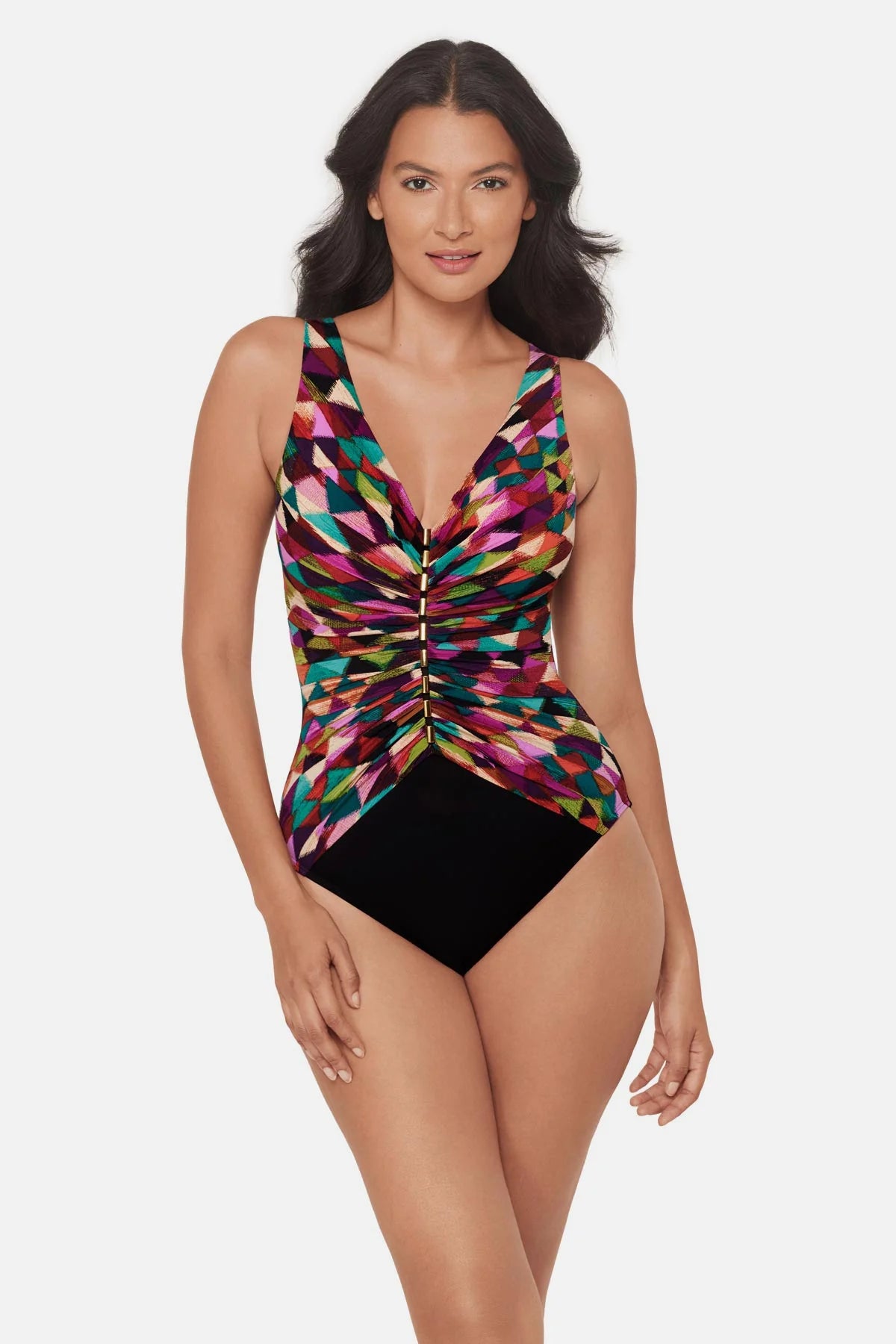 MIRACLESUIT Farfalle Charmer V Neck One Piece - Multi
