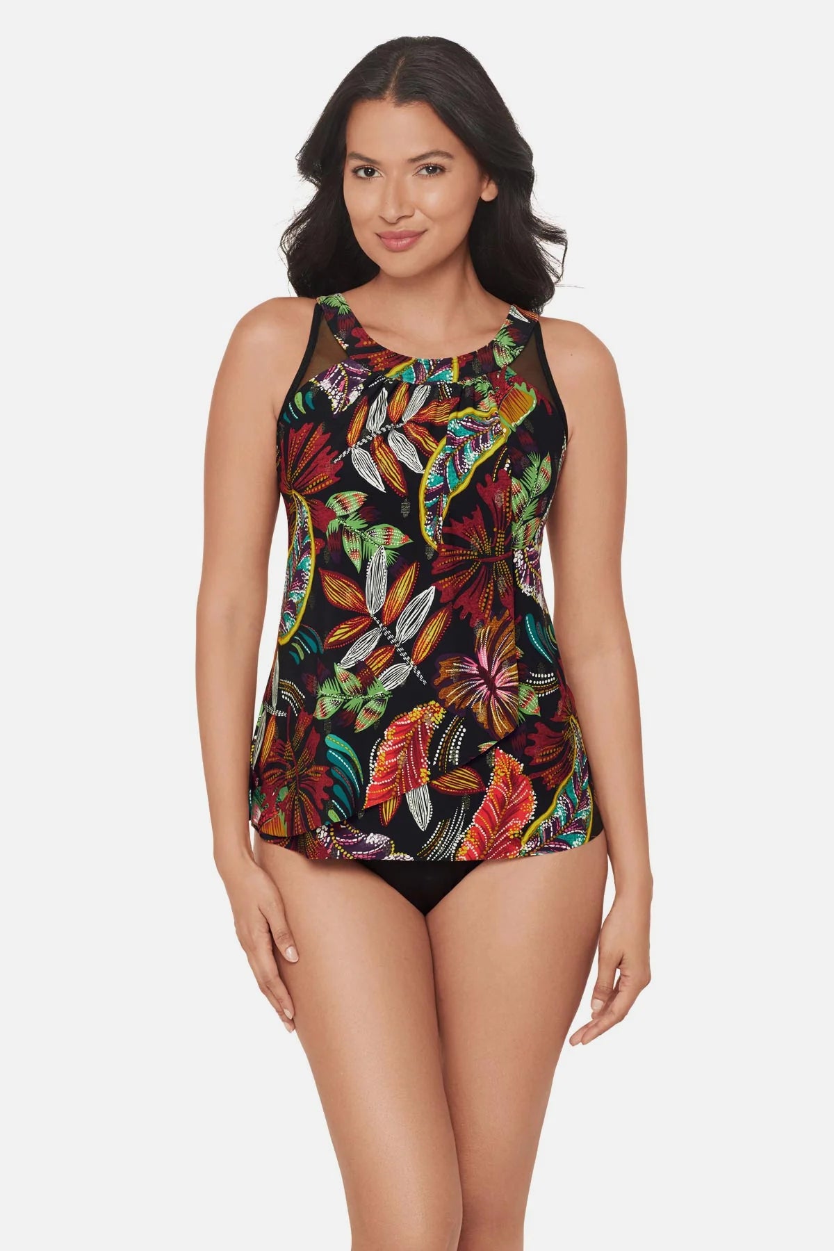 MIRACLESUIT Ursula Pluma Orla Tankini Top - Black/Multi