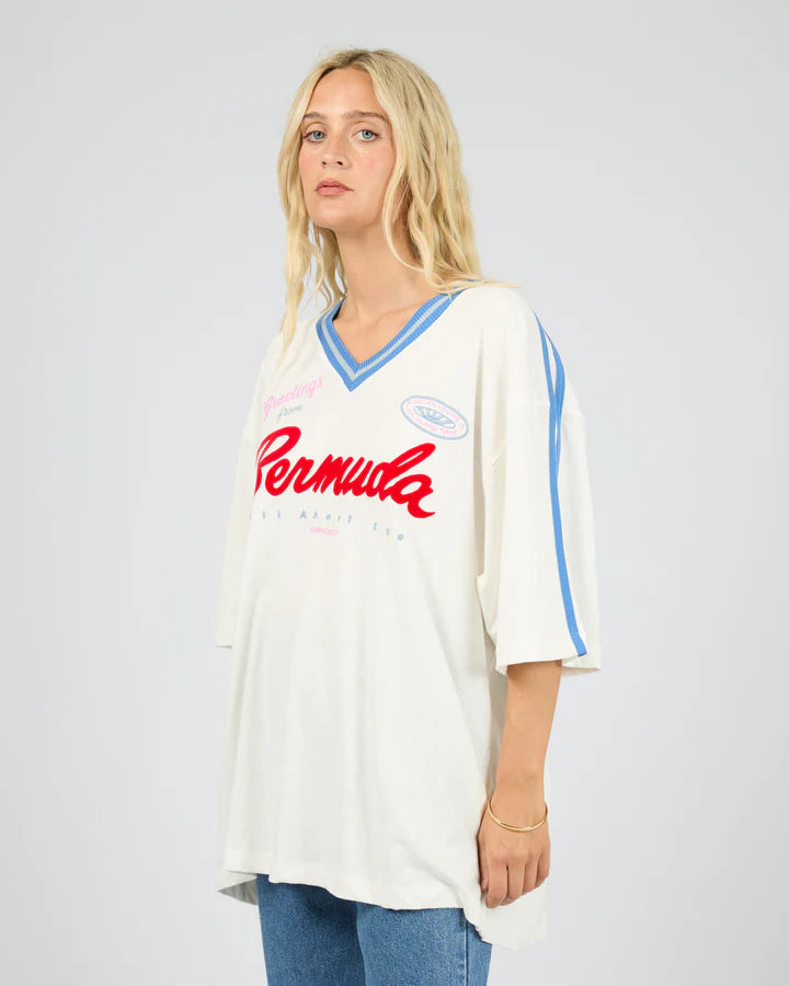 AAE Bermuda Oversized V Neck Tee - Vintage White